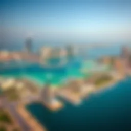 Aerial view of Marasi Bay showcasing its waterfront and skyline
