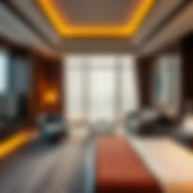 Sophisticated Design and Amenities in Satwa Hotel Modern amenities and sophisticated design features in Satwa hotel rooms.