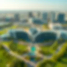 Aerial view of Mohammad Bin Rashid City showcasing its innovative architecture and green spaces