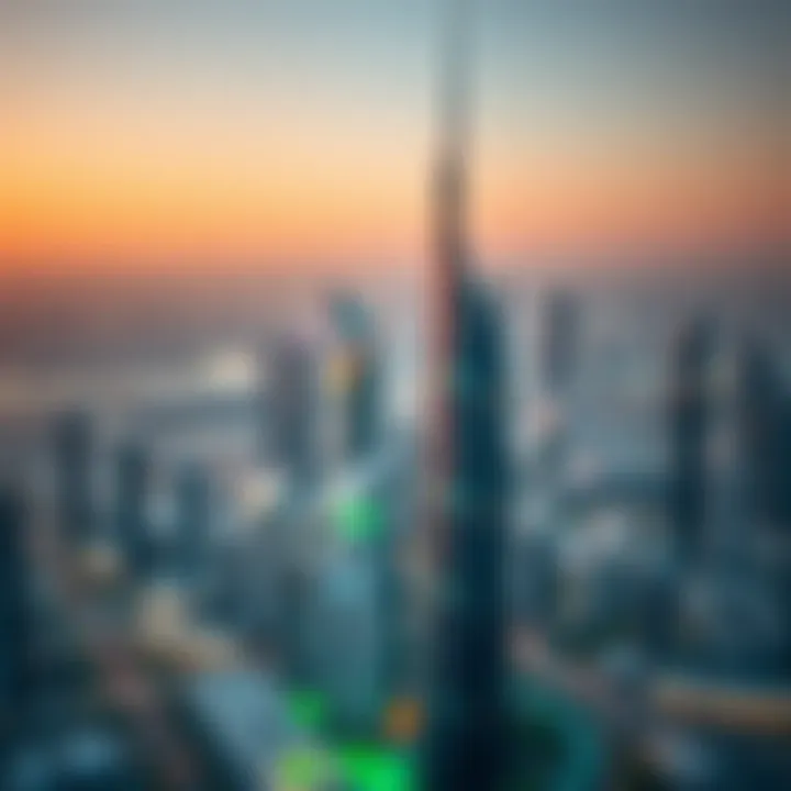 Dubai Skyline with Najma Tower B Panoramic view of Dubai skyline featuring Najma Tower B