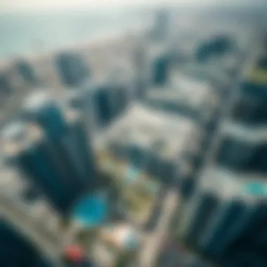 Aerial view of Dubai showcasing Azure Residence within the urban landscape