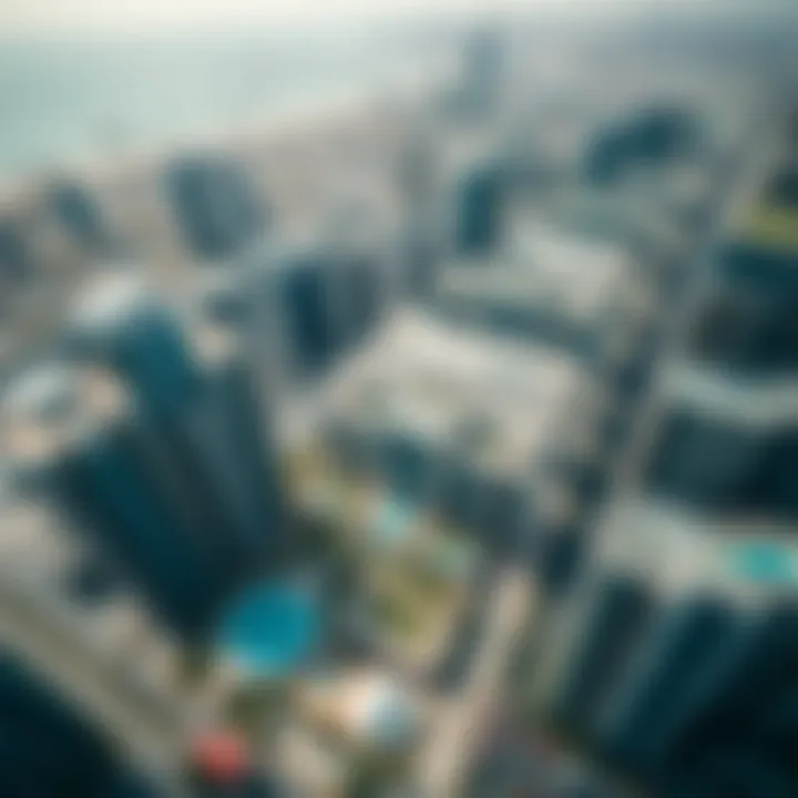 Aerial view of Dubai showcasing Azure Residence within the urban landscape