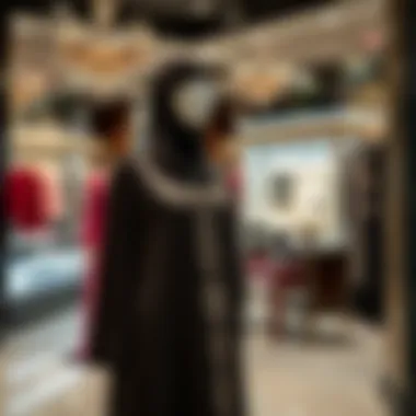 Elegant Abaya in Boutique Elegant abaya displayed in a boutique
