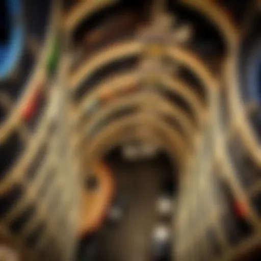 Aerial View of Dubai Mall Parking Aerial view of Dubai Mall parking structure showcasing multiple levels and cars