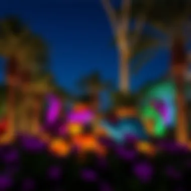 Evening Illumination of the Wonder Garden Evening view of the Wonder Garden illuminated with colorful lights