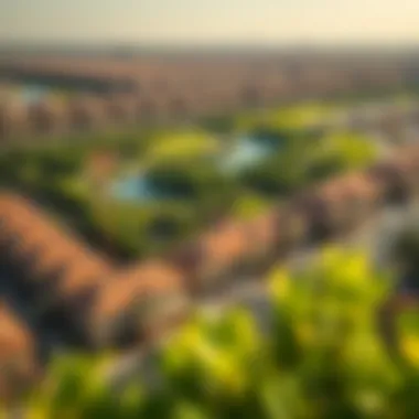 Aerial view of a vibrant community with lush parks and amenities