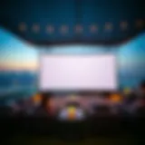 Majestic open air cinema setup with a skyline view