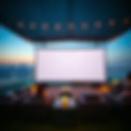 Majestic open air cinema setup with a skyline view
