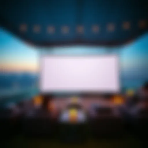 Majestic open air cinema setup with a skyline view