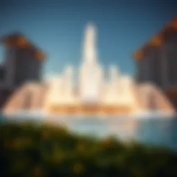 Stunning view of the Pointe Palm Jumeirah Fountain showcasing its architectural elegance