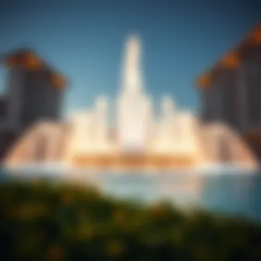 Stunning view of the Pointe Palm Jumeirah Fountain showcasing its architectural elegance