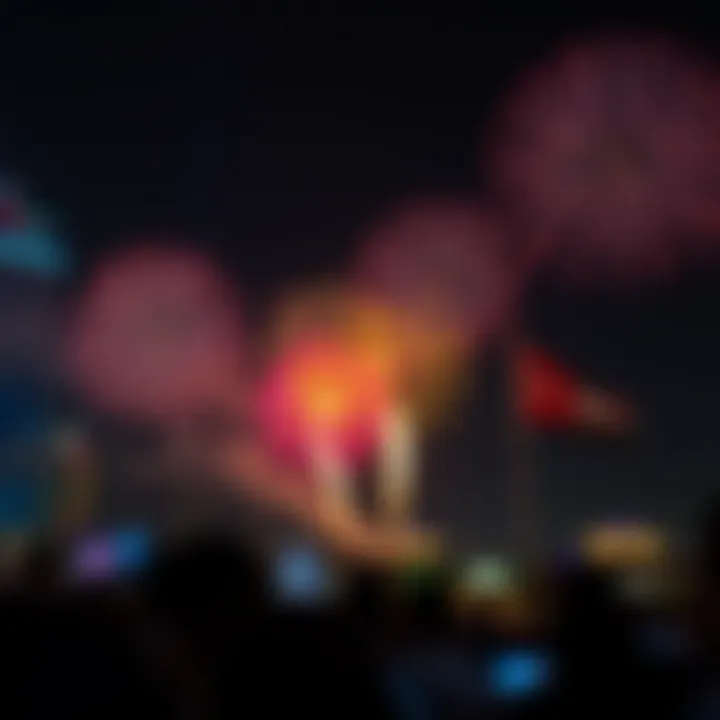 Celebratory fireworks illuminating the sky during UAE National Day.