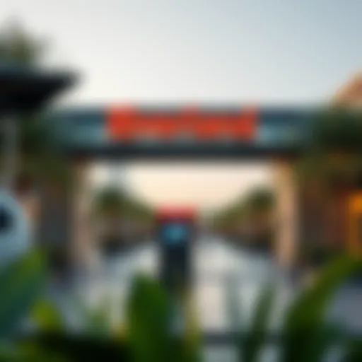Overview of Riverland Dubai entrance with ticket booth