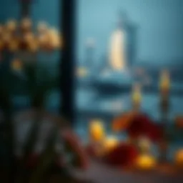 Romantic dinner setup with candlelight and flowers