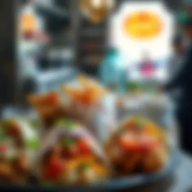 An array of shawarma variations showcasing diverse toppings and sauces