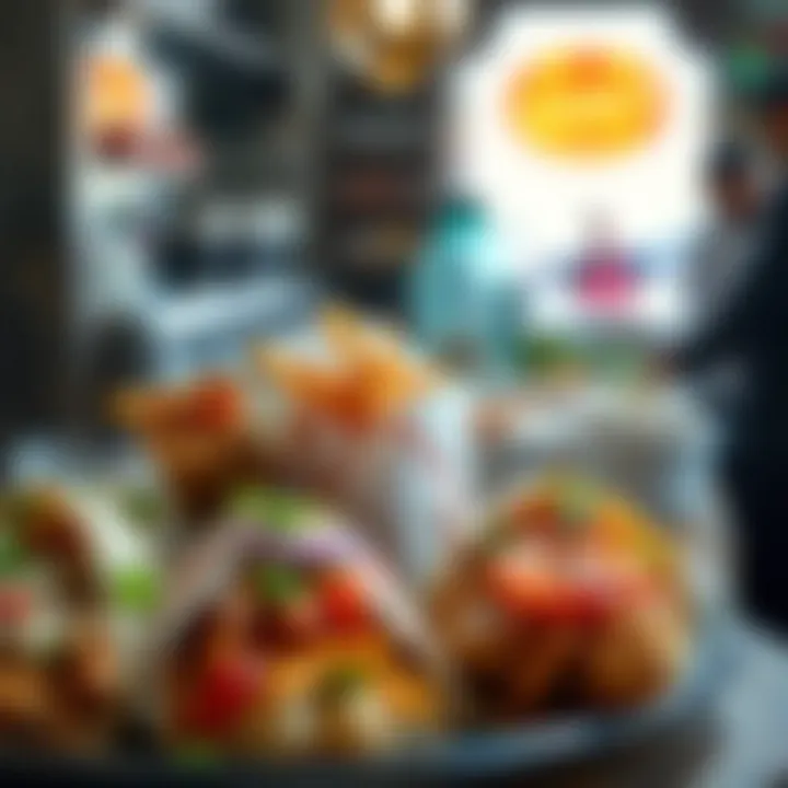 An array of shawarma variations showcasing diverse toppings and sauces