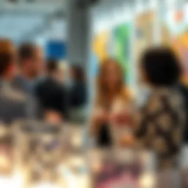 Networking Through Art in Business Bay Business professionals engaging in artistic networking at an event
