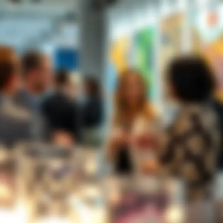 Networking Through Art in Business Bay Business professionals engaging in artistic networking at an event