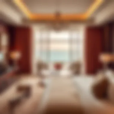 Luxurious suite with elegant decor and breathtaking sea views