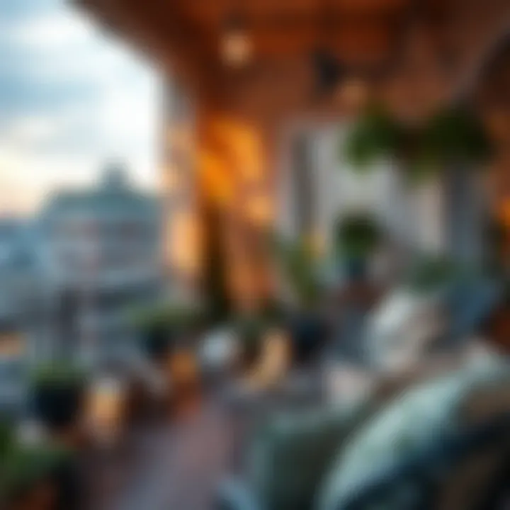 Cozy Balcony Retreat Cozy balcony setting with decorative lights and plants