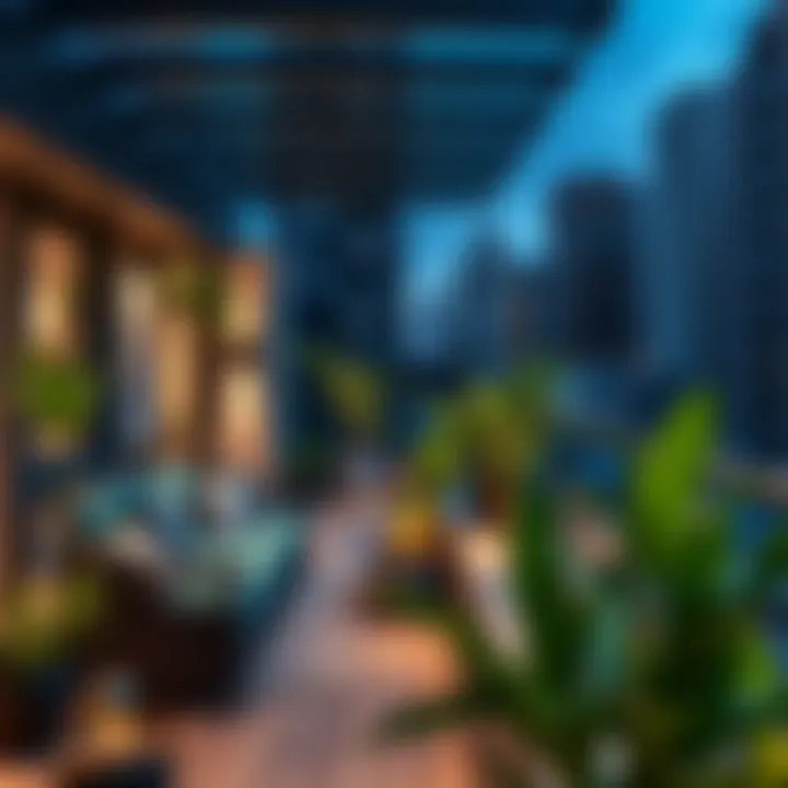 Luxurious Urban Balcony Design Luxurious balcony with modern furniture and greenery