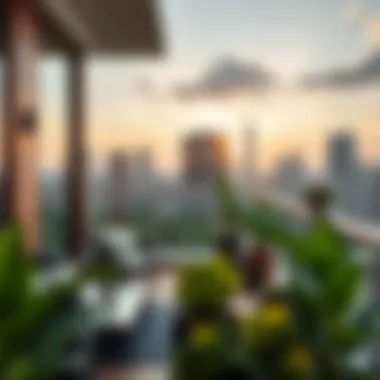 Nature-Inspired Urban Balcony Balcony integrated with nature and urban skyline