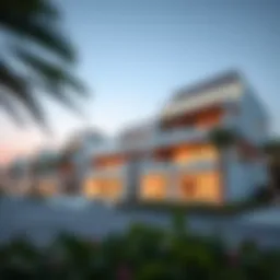 A stunning exterior view of The Bay Residence showcasing its modern architectural design