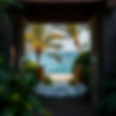 Nature's Gateway: Access to Dubai's Hidden Beaches A view of beach access surrounded by lush greenery