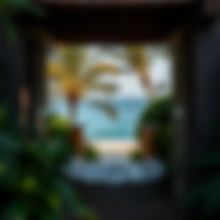 Nature's Gateway: Access to Dubai's Hidden Beaches A view of beach access surrounded by lush greenery