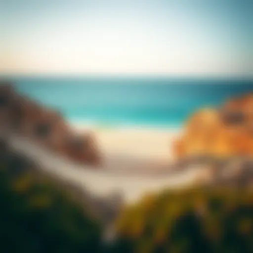 Serene view of a secluded beach with golden sands and turquoise waters