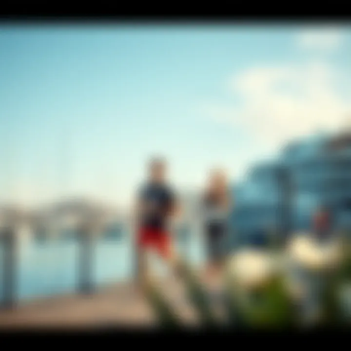 Outdoor Fitness Enthusiasts at the Marina Fitness enthusiasts enjoying outdoor workouts by the marina