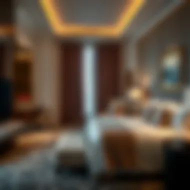 Opulent Guest Room at The Oberoi Hotel Business Bay Luxurious guest room interior at The Oberoi Hotel highlighting opulence and comfort