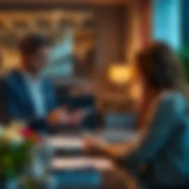Consultation Between Agent and Clients Real estate agent discussing property details with clients