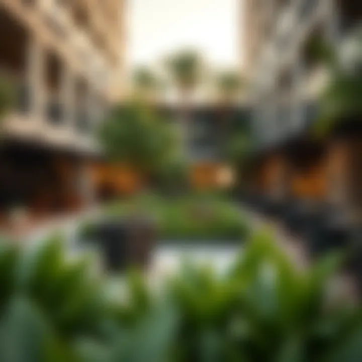 Community Amenities Surrounding Tower One Community spaces around Tower One illustrating lifestyle amenities and greenery