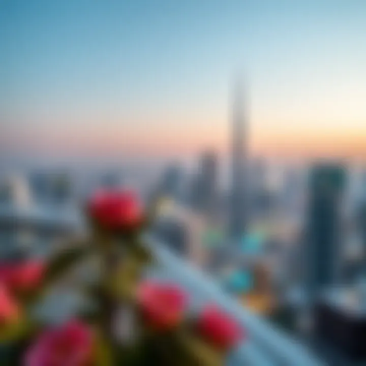 Panoramic view of the Dubai skyline from Tulip Binghatti's terrace