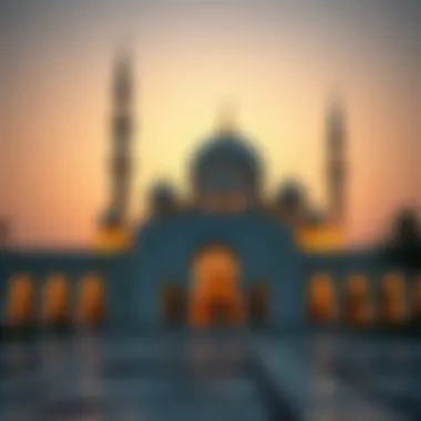 Twilight at a Mosque in Dubai A peaceful mosque in Dubai at twilight