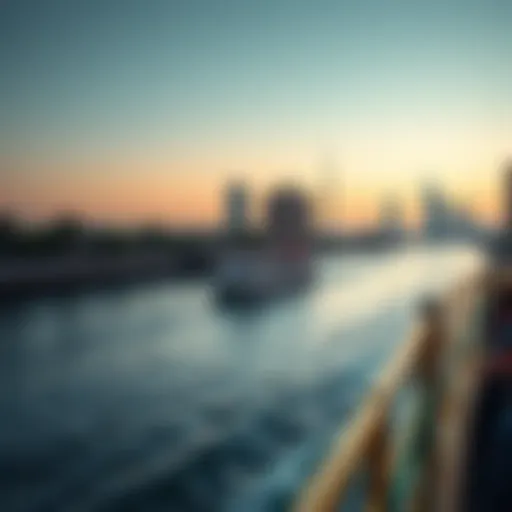 Scenic view of Dubai's waterways with a ferry in motion