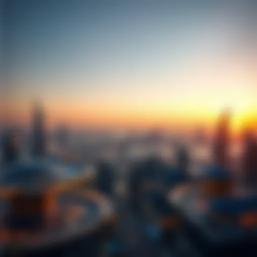 Overview of the Emirati skyline at sunset