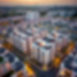 Aerial view of a modern residential development by Iman Developers in Dubai