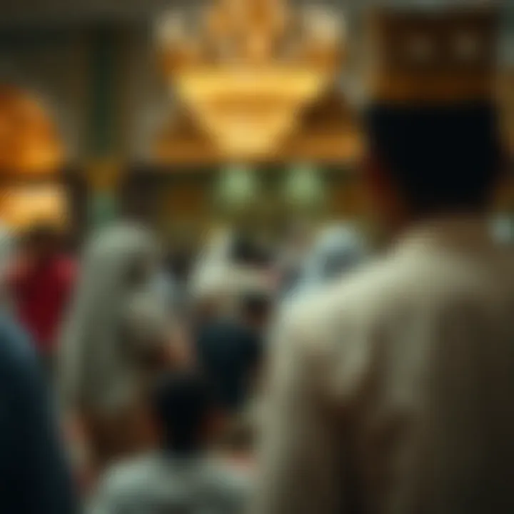 Community gathering during Ramadan prayers