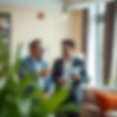 Illustration of a tenant and landlord discussing rental terms