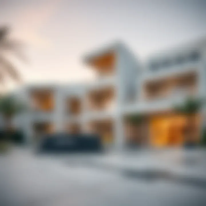 Modern Architecture: A Luxury Property in Dubai Close-up of a luxury property featuring modern architecture in Dubai