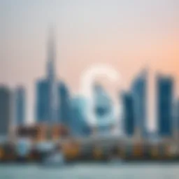 The iconic skyline of Dubai with currency symbols overlay
