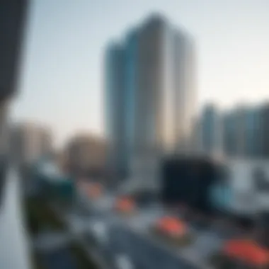 Urban Development Influenced by Azure Building Dynamic urban development around Azure Building reflecting Dubai's growth trajectory