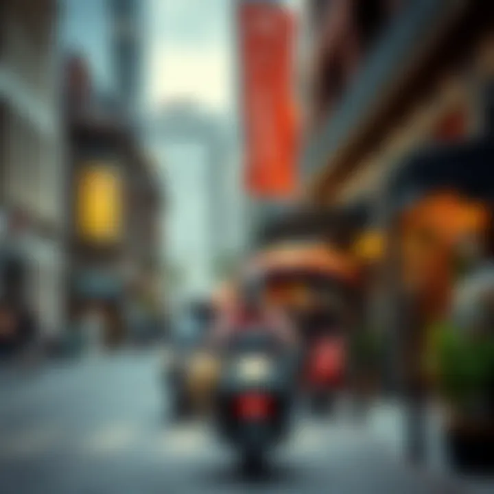 A vibrant street scene in Opera Downtown, depicting the lively community atmosphere.